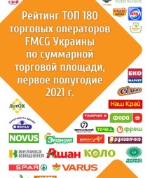 ТОП 180 торгових операторів FMCG України за сумарною торговою площею, перше півріччя 2021 р. (список мереж)