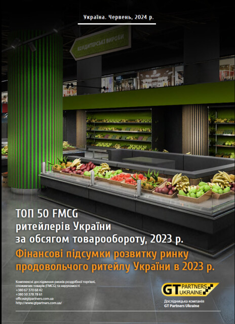 ТОП 50 FMCG ритейлерів України за обсягом товарообороту, 2023 р. Фінансові підсумки розвитку ринку продовольчого ритейлу України в 2023 р.