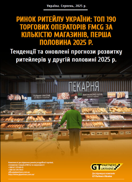 Ринок ритейлу України: ТОП 190 торгових операторів FMCG за кількістю магазинів, перша половина 2025 р. Тенденції та оновлені прогнози розвитку ритейлерів у другій половині 2025 р.