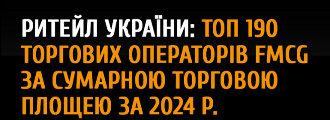 Рейтинг 190 найбільших food-ритейлерів України за сумарною торговою площею за 2024 рік