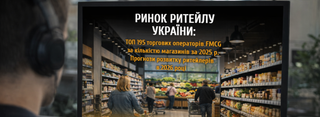 Звіт «Ринок ритейлу України: ТОП 195 торгових операторів FMCG за кількістю магазинів за 2025 р. Прогнози розвитку ритейлерів в 2026 році»